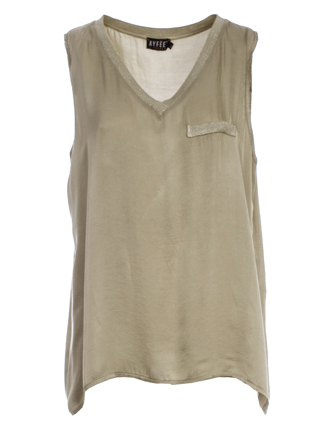 TOP SCOLLO A V LUREX, 4TG - BEIGE